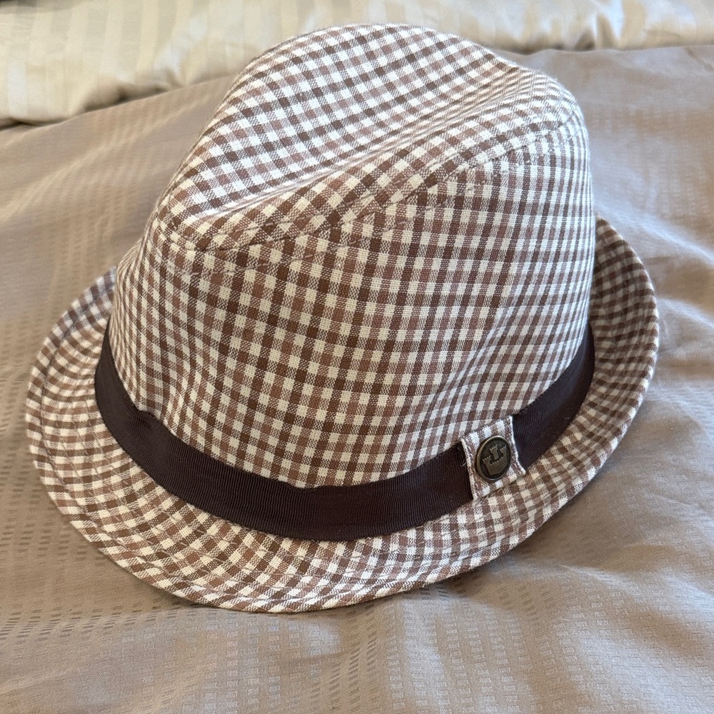 Good in Bros Brown Checkered Fedora Hat